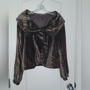 Lafayette 148 Silk Blend Brown & Gold Jacket with 2 Buttons